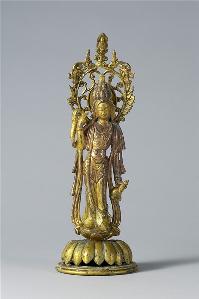 中國 唐 銅鎏金 十一面觀音菩薩像