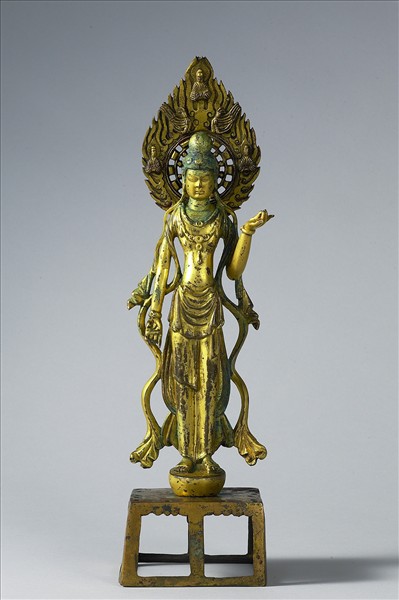 中國 唐 銅鎏金 菩薩立像