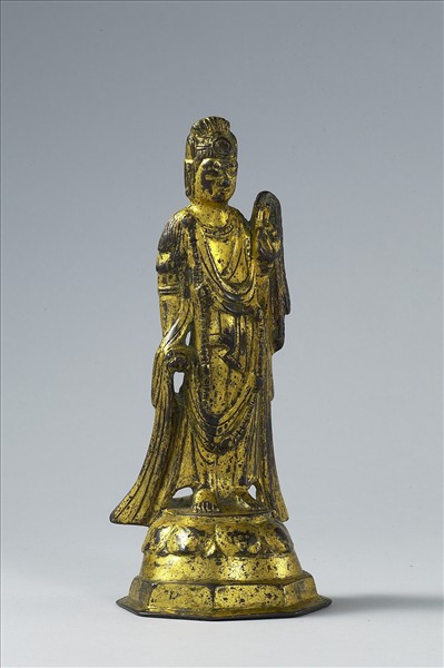 中國 唐 銅鎏金 菩薩立像