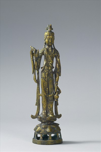 中國 唐 銅鎏金 菩薩立像