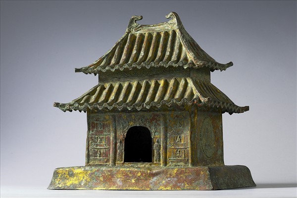 中國 唐 乾符二年（875） 押出銅鎏金 佛殿