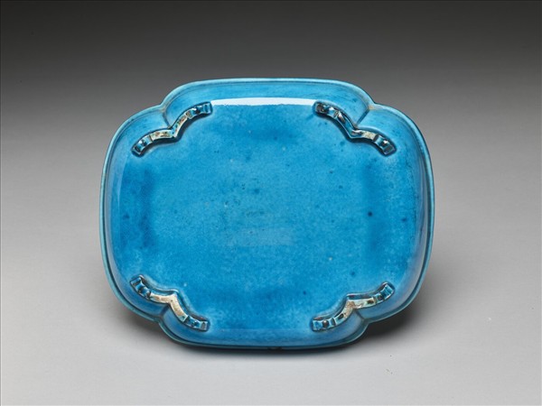 孔雀綠釉海棠式盤