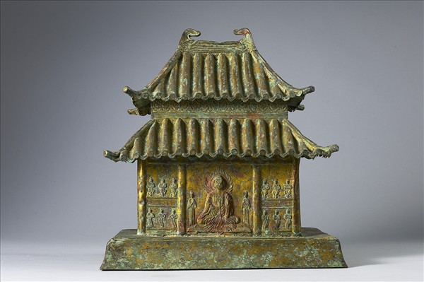 中國 唐 乾符二年（875） 押出銅鎏金 佛殿