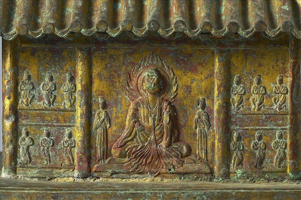 中國 唐 乾符二年（875） 押出銅鎏金 佛殿