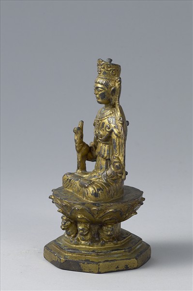 中國 遼 銅鎏金 菩薩坐像