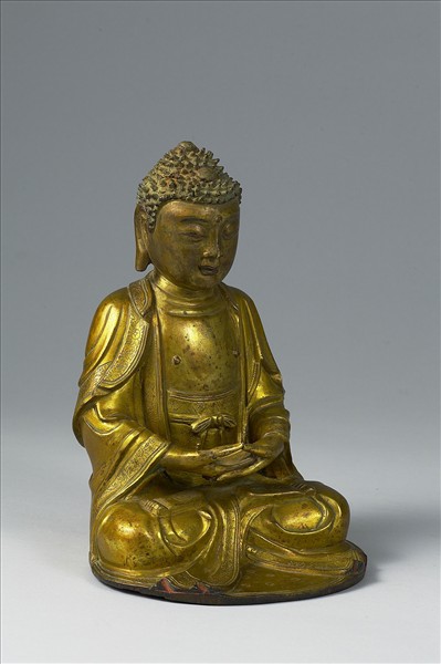 銅鎏金佛坐像