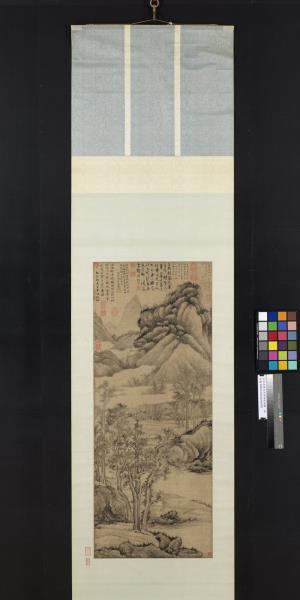 五代南唐巨然寒林晚岫圖　軸