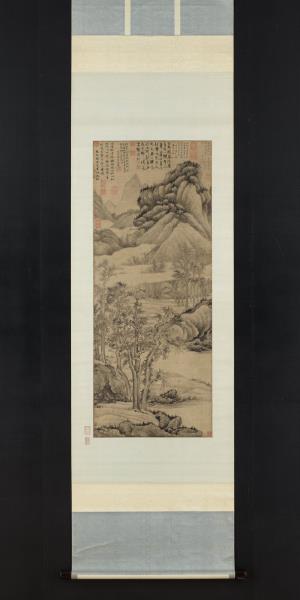 五代南唐巨然寒林晚岫圖　軸