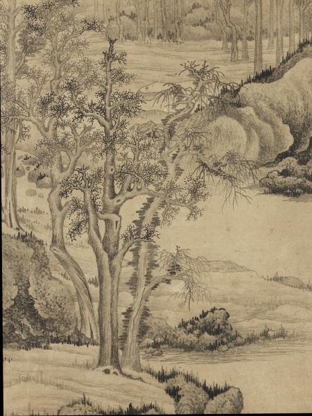 五代南唐巨然寒林晚岫圖　軸