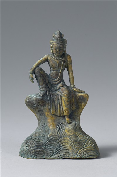 中國 明 銅鎏金 菩薩半跏像