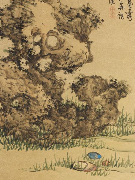 明藍瑛畫花鳥　冊　湖石菖蒲