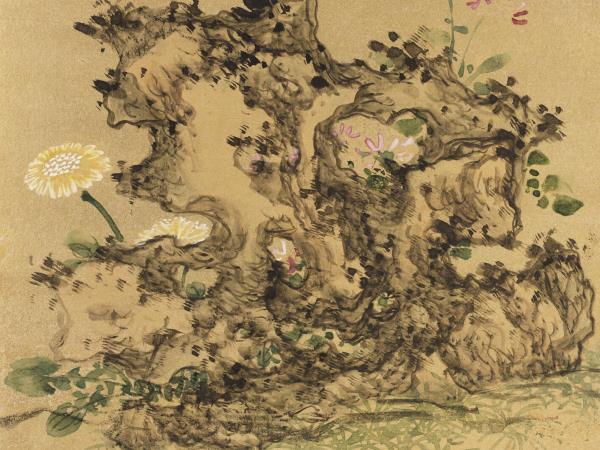 明藍瑛畫花鳥　冊　綠叢飛蝶