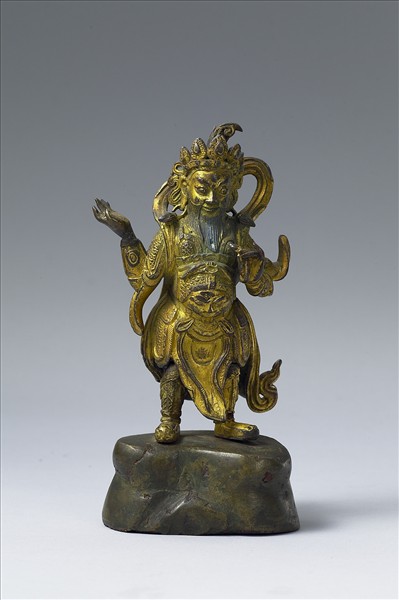 中國 明 銅鎏金 護法像