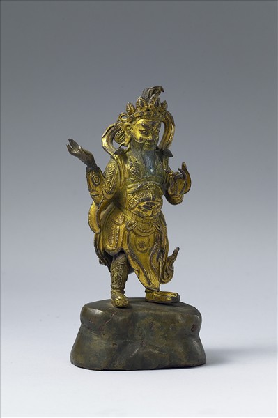 中國 明 銅鎏金 護法像