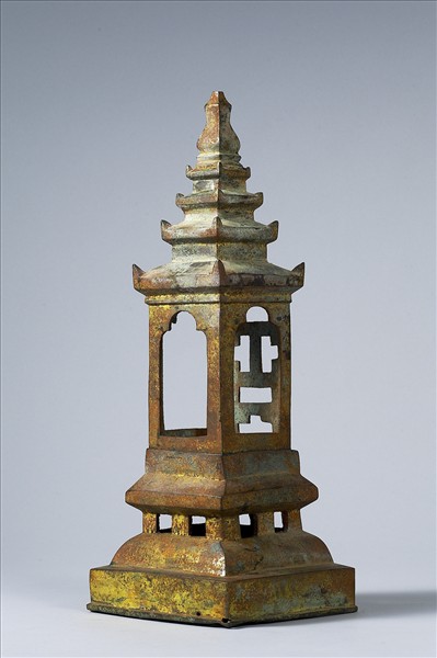 韓國 朝鮮時代 銅鎏金 塔