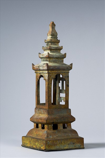 韓國 朝鮮時代 銅鎏金 塔