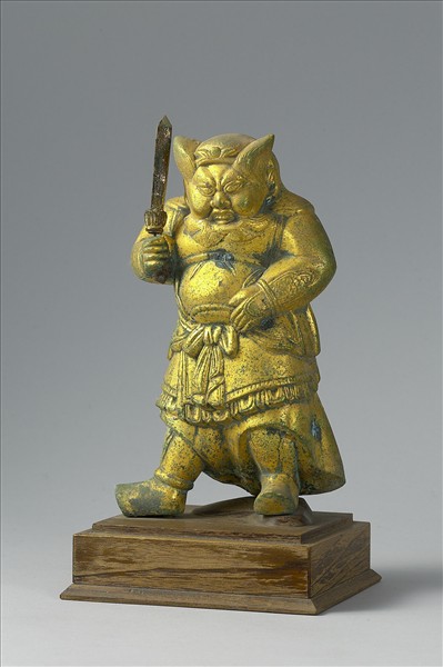 韓國 朝鮮時代 銅鎏金 神立像