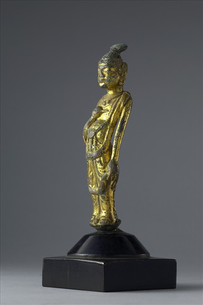 韓國 朝鮮時代 銅鎏金 菩薩立像