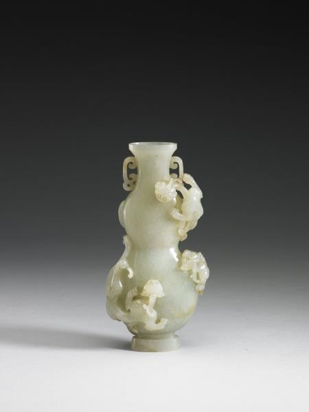 玉浮雕螭紋葫蘆式瓶