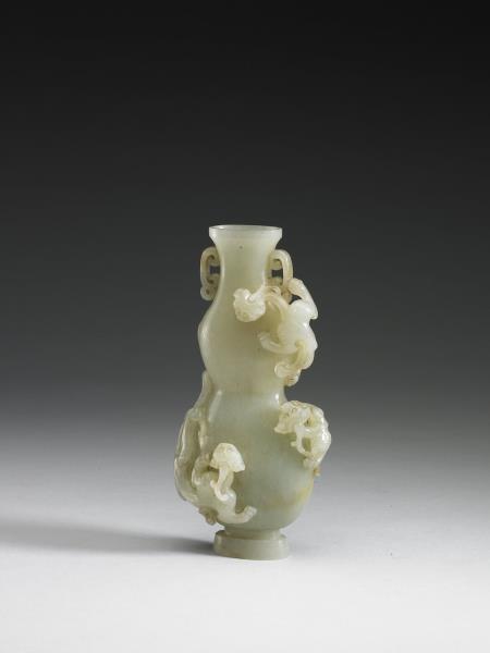 玉浮雕螭紋葫蘆式瓶