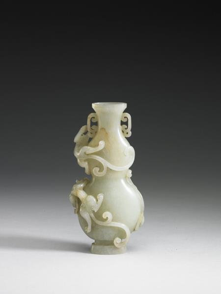玉浮雕螭紋葫蘆式瓶