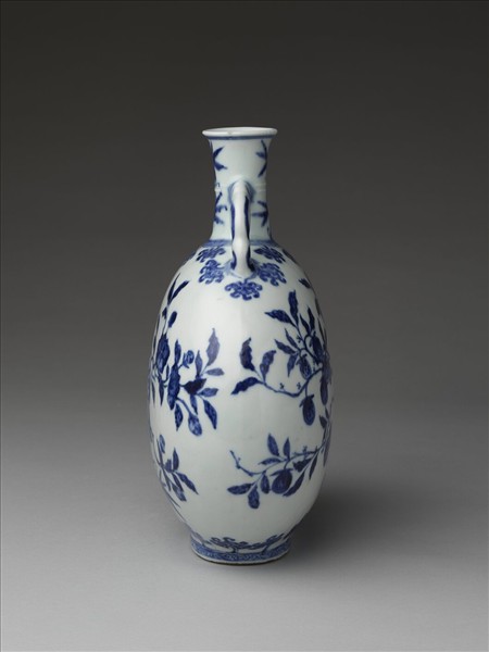 青花花鳥紋扁壺