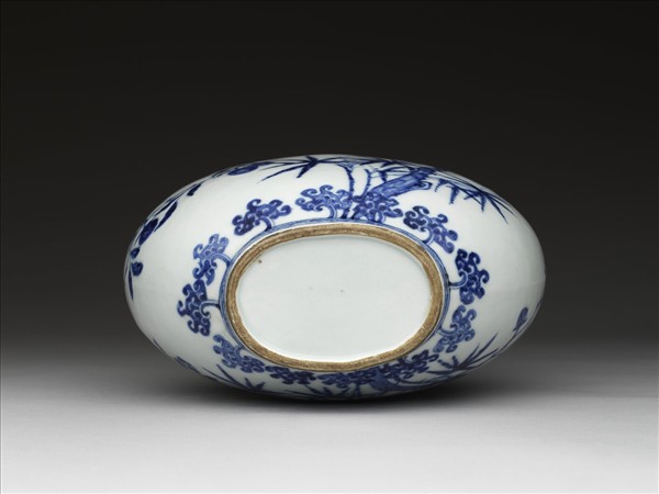 青花花鳥紋扁壺