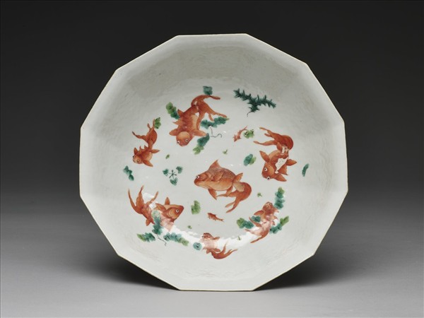 五彩花神圖十二方碗