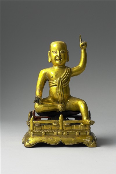 中國 明 銅鎏金 誕生佛像