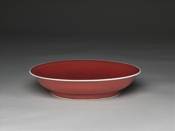 霽紅釉盤