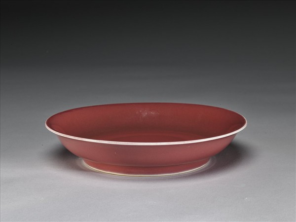 霽紅釉盤