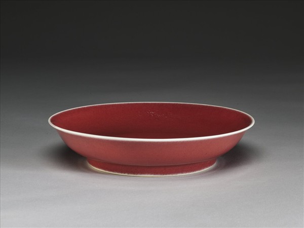 霽紅釉盤