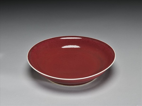 霽紅釉盤