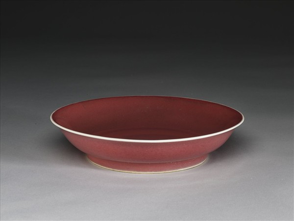 霽紅釉盤