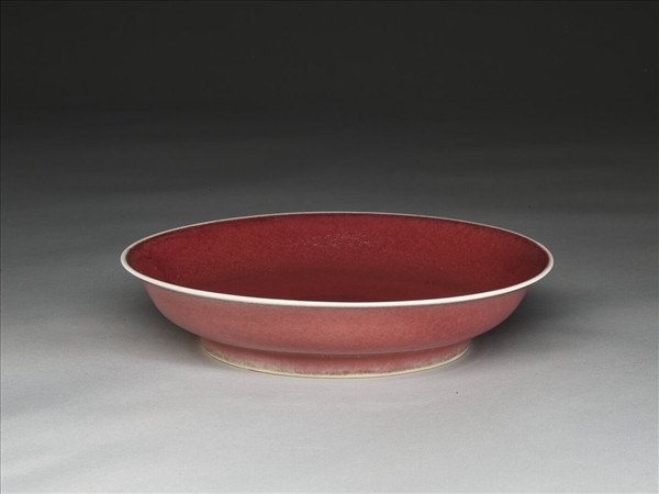 霽紅釉盤