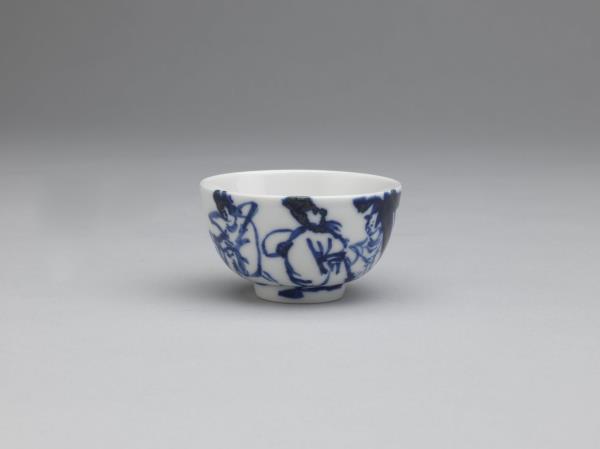 煎茶器組 青花金蓮御燭圖煎茶碗