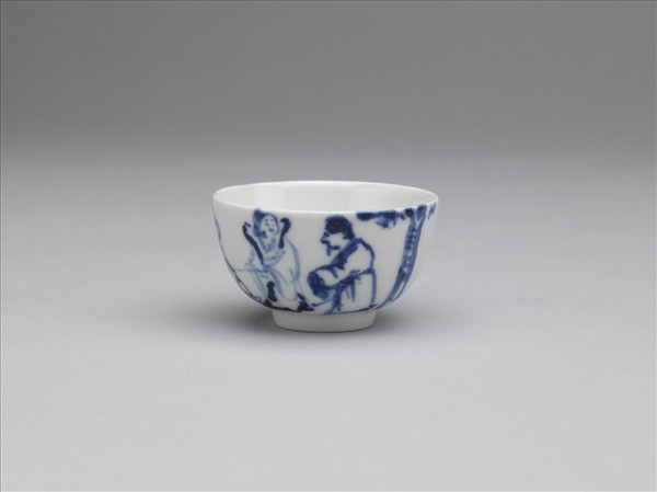 煎茶器組 青花金蓮御燭圖煎茶碗