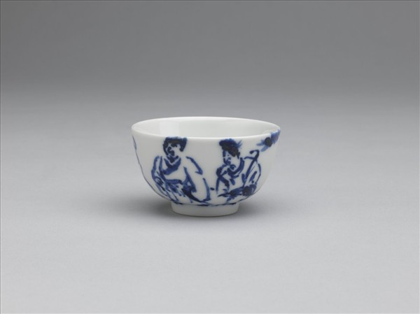 煎茶器組 青花金蓮御燭圖煎茶碗