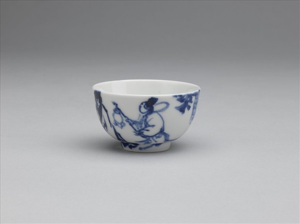 煎茶器組 青花金蓮御燭圖煎茶碗