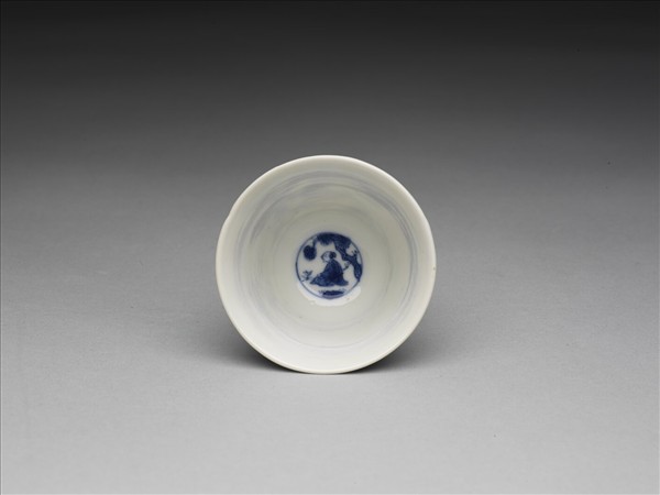 青花山水人物圖杯