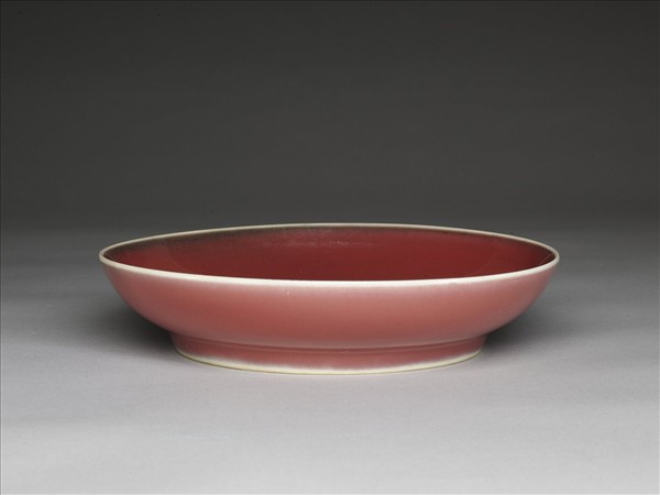 霽紅釉盤