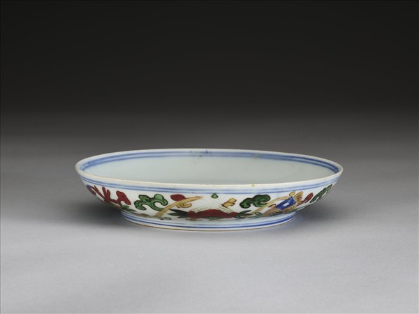 五彩靈芝八寶紋盤