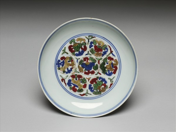 五彩靈芝八寶紋盤