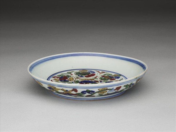 五彩靈芝八寶紋盤