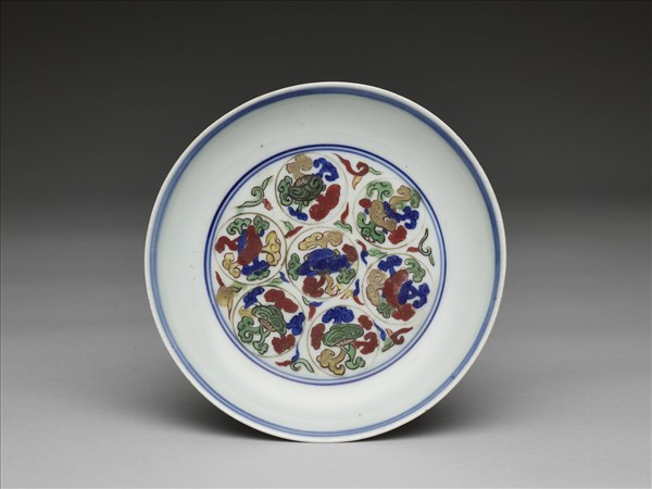 五彩靈芝八寶紋盤