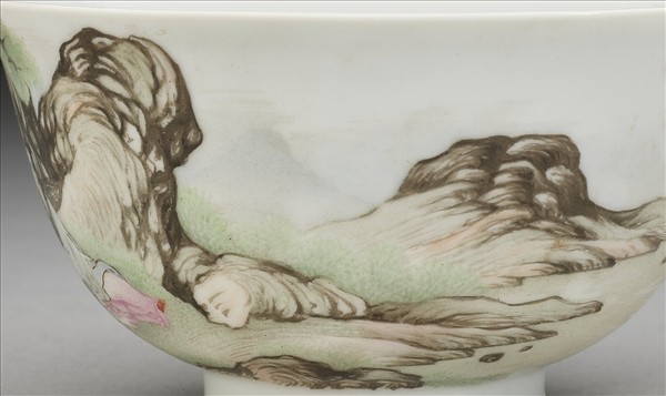 琺瑯彩山水人物茶碗