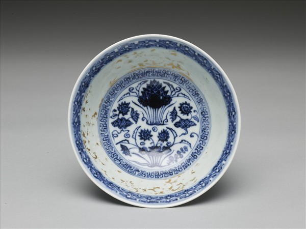官窯 青花蓮花紋描金碗