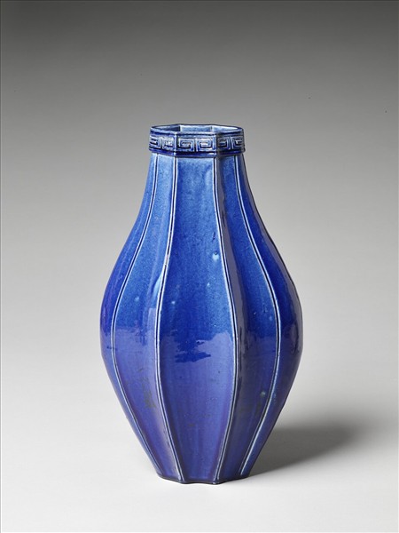 官窯 霽青菱式花瓶