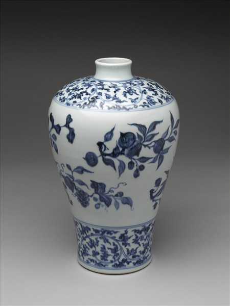 官窯 青花四季花果紋梅瓶