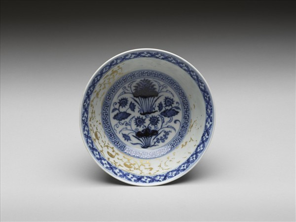 官窯 青花蓮花紋描金碗